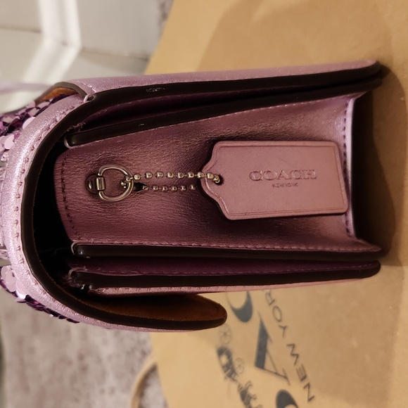 SOLD OUT NWT Coach Lilac Sequin Morgan Square Crossbody bag - Picture 11 of 16